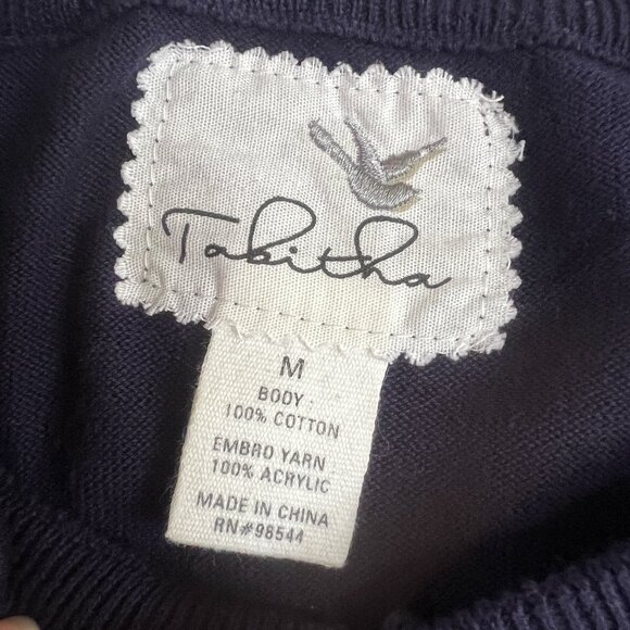 Anthropologie Tabitha Embroidered Soleil Cardigan, Navy, Size M - Picture 7 of 8